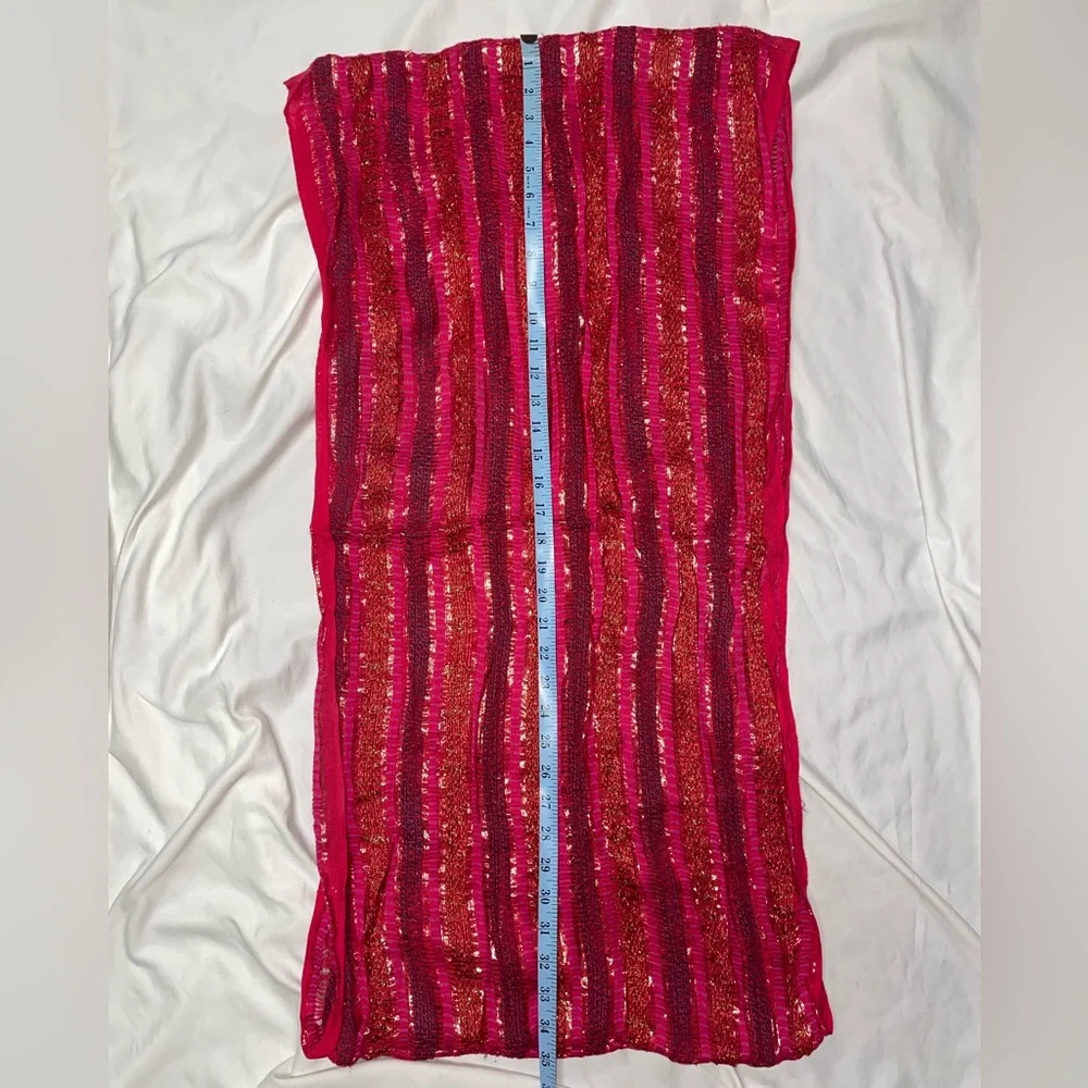 Collection Eighteen Red Burgundy Gold Sparkly Knit Scarf